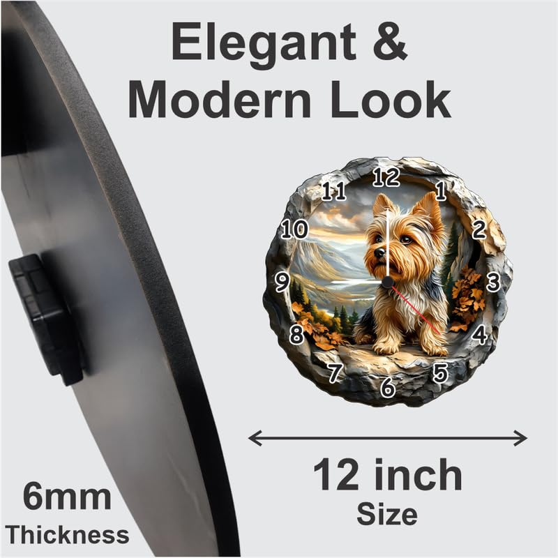 3D Wooden Dog Wall Clock – 12 Inch Animal Theme Décor