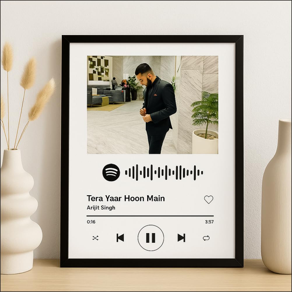 Personalized Spotify Song Frame with Photo & Scannable Code - (6x8 inch)