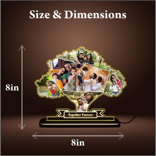 Personalized LED Acrylic Tree Photo Frame with Wooden Base