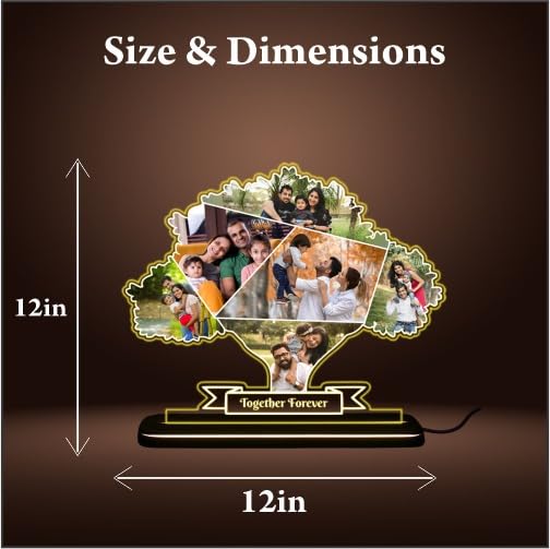 Personalized LED Acrylic Tree Photo Frame with Wooden Base