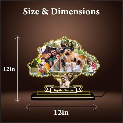 Personalized LED Acrylic Tree Photo Frame with Wooden Base