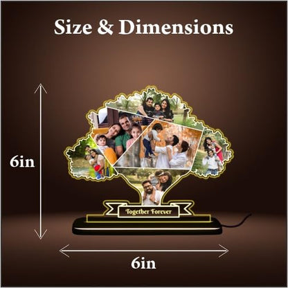 Personalized LED Acrylic Tree Photo Frame with Wooden Base