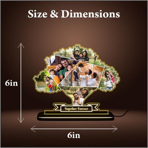 Personalized LED Acrylic Tree Photo Frame with Wooden Base