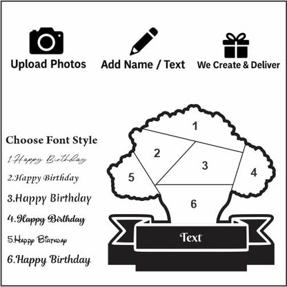 Personalized LED Acrylic Tree Photo Frame with Wooden Base