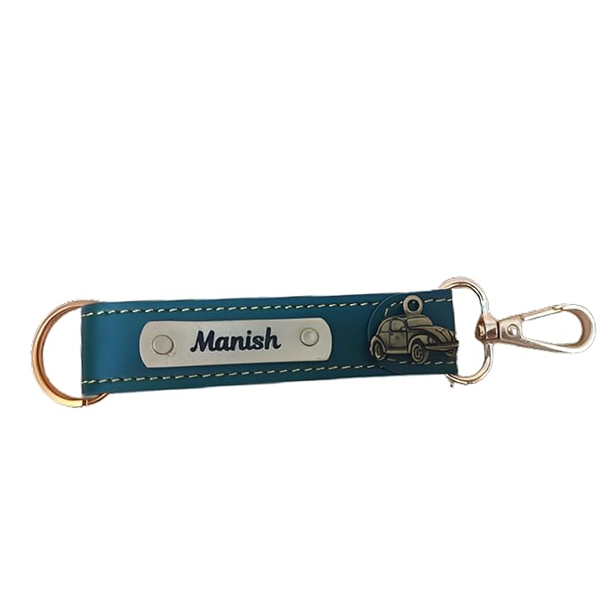 Personalized Leather Keychain with Name & Car Charm