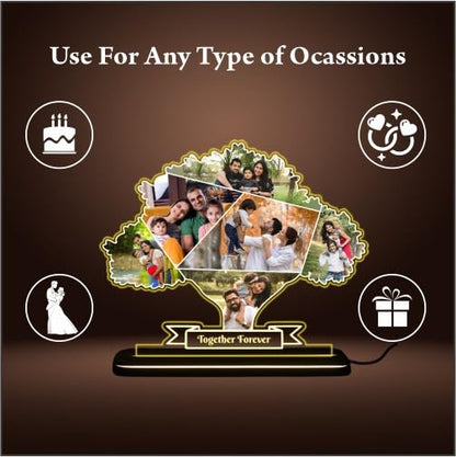 Personalized LED Acrylic Tree Photo Frame with Wooden Base