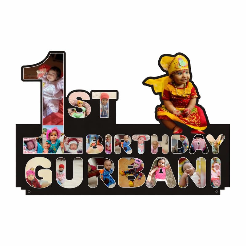 Custom Baby Birthday Photo Cutout Frame with Name