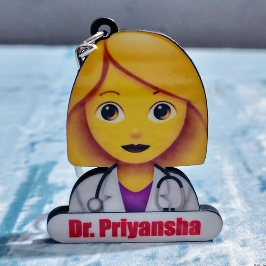 Custom Doctor Keychain with Name – Male & Female Design