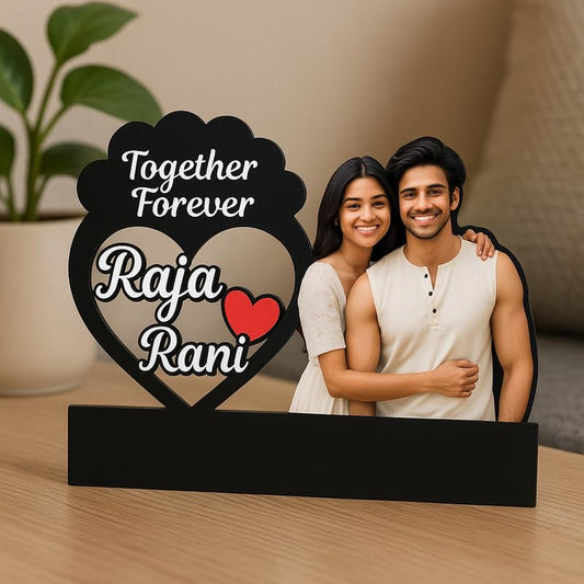 Personalized MDF Couple Table Standee with Photo & Names