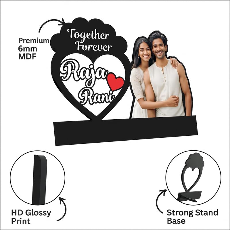 Personalized MDF Couple Table Standee with Photo & Names