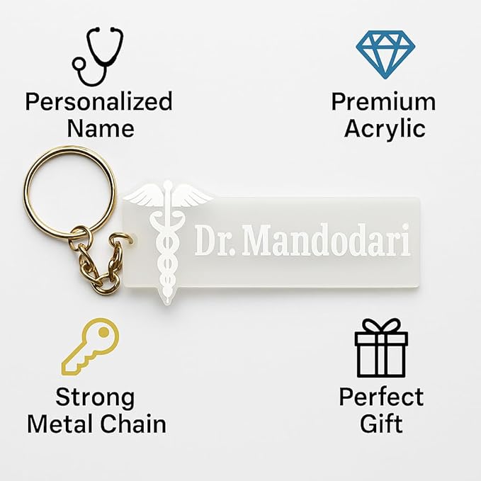 Personalized Doctor Name Keychain with Medical Symbol