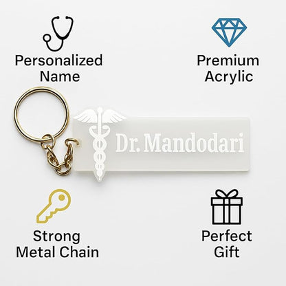 Personalized Doctor Name Keychain with Medical Symbol