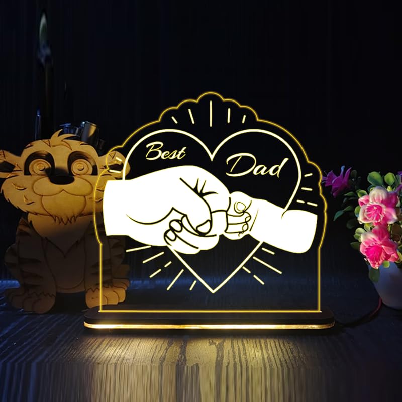 LED Night Light for Dad with Baby Fist Bump Design