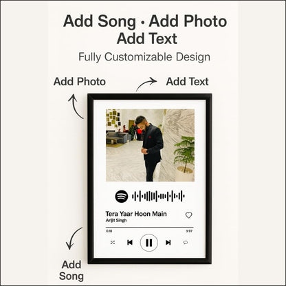 Personalized Spotify Song Frame with Photo & Scannable Code -  (6x8 inch)