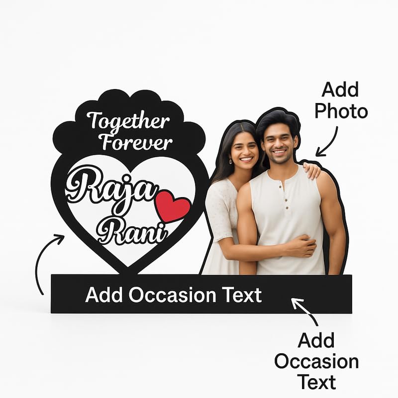Personalized MDF Couple Table Standee with Photo & Names