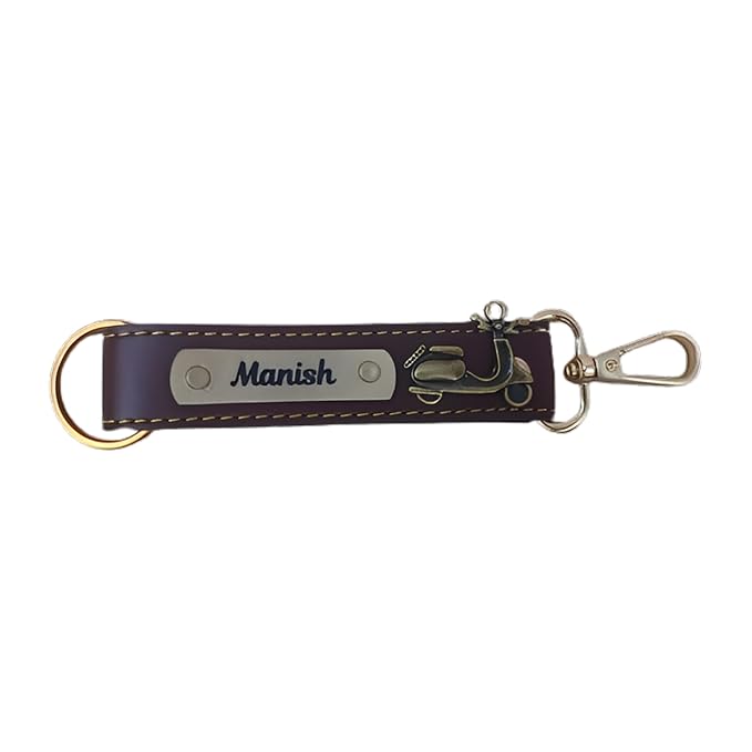 Personalized Leather Keychain with Name & Car Charm