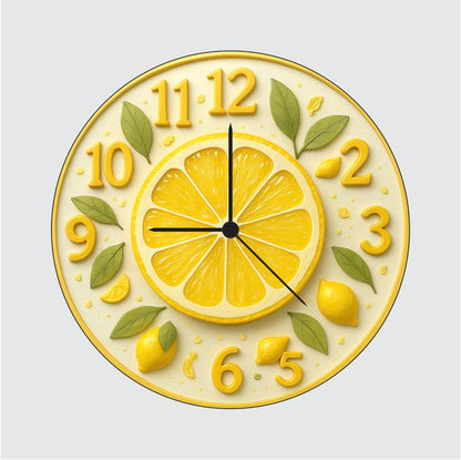 3D Wooden Lemon Wall Clock – 12 Inch Kitchen Décor