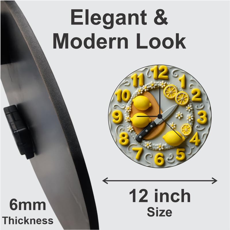 3D Wooden Lemon Chef Wall Clock – 12 Inch Kitchen Décor