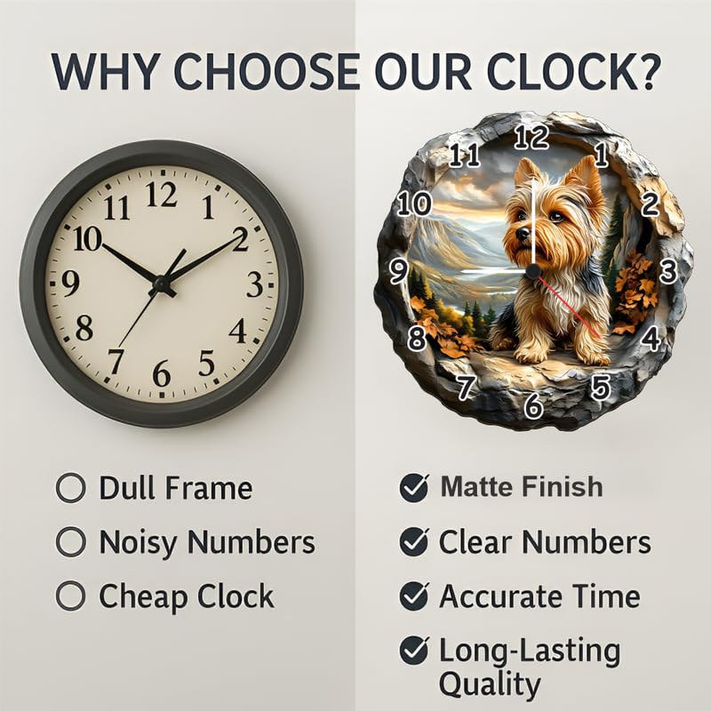3D Wooden Dog Wall Clock – 12 Inch Animal Theme Décor