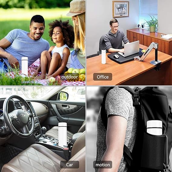 Customized LED Temperature Steel Bottle (White) with Photo Print