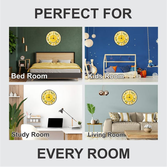 3D Wooden Lemon Wall Clock – 12 Inch Kitchen Décor