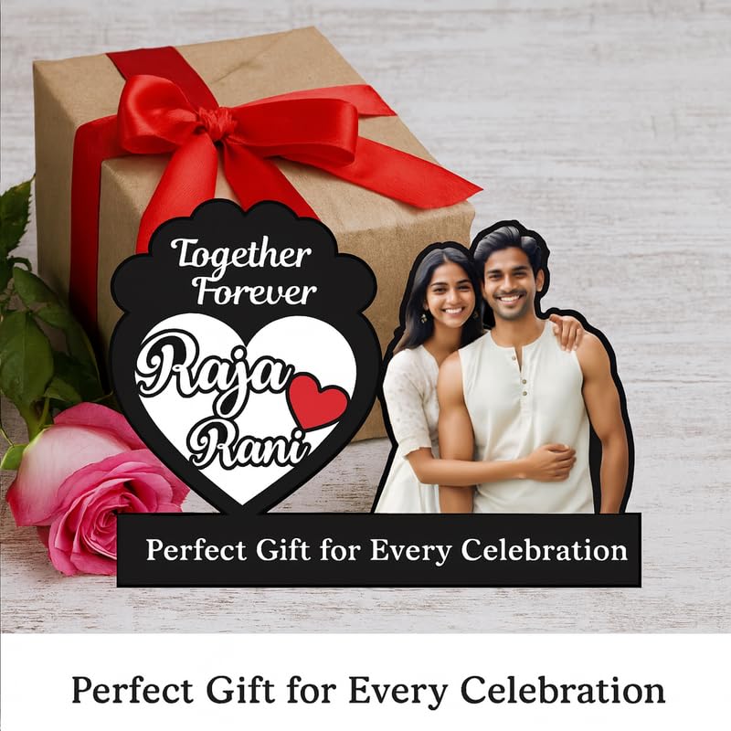 Personalized MDF Couple Table Standee with Photo & Names