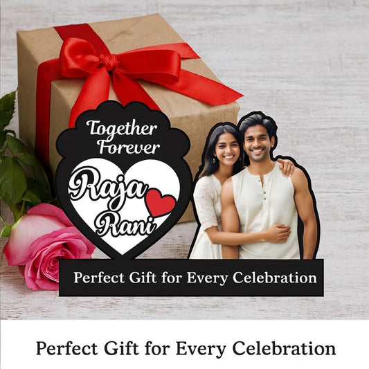 Personalized MDF Couple Table Standee with Photo & Names