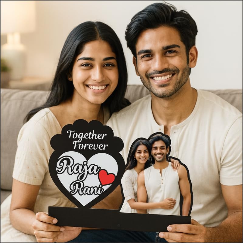Personalized MDF Couple Table Standee with Photo & Names