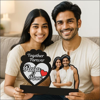 Personalized MDF Couple Table Standee with Photo & Names