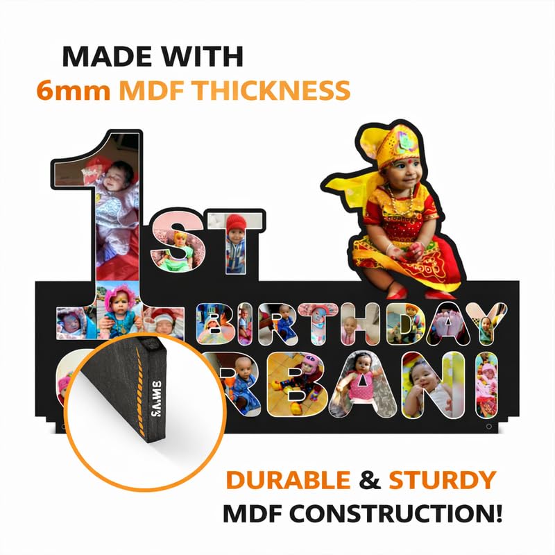 Custom Baby Birthday Photo Cutout Frame with Name