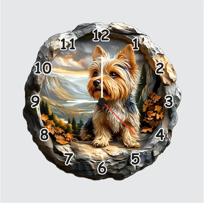 3D Wooden Dog Wall Clock – 12 Inch Animal Theme Décor