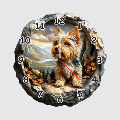 3D Wooden Dog Wall Clock – 12 Inch Animal Theme Décor