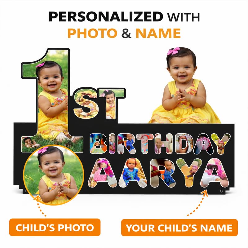 Custom Baby Birthday Photo Cutout Frame with Name