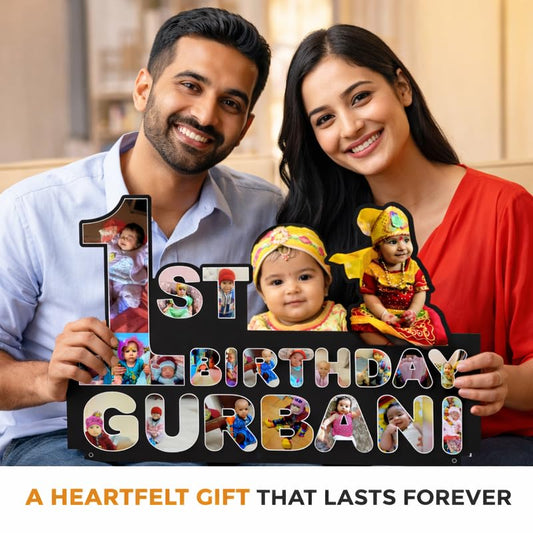 Custom Baby Birthday Photo Cutout Frame with Name