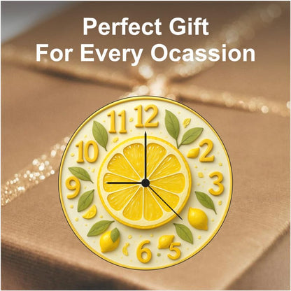 3D Wooden Lemon Wall Clock – 12 Inch Kitchen Décor