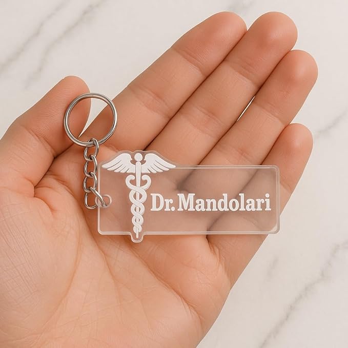 Personalized Doctor Name Keychain with Medical Symbol