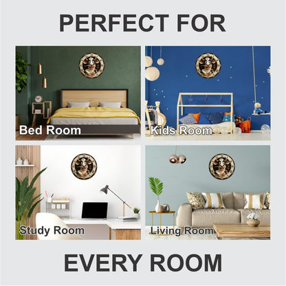 3D Wooden Cow Wall Clock – 12 Inch Farm Theme Home Décor