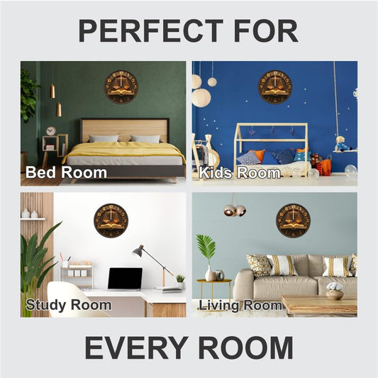 3D Wooden Justice Wall Clock – 12 Inch Legal Theme Décor