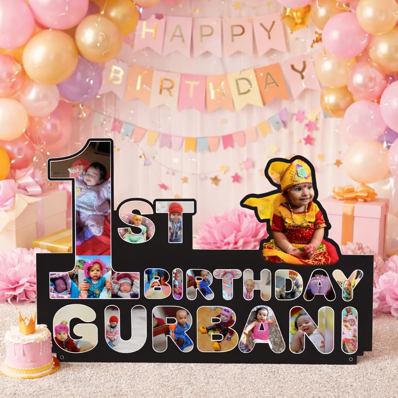 Custom Baby Birthday Photo Cutout Frame with Name