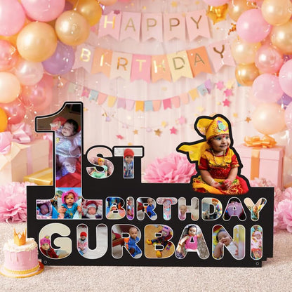 Custom Baby Birthday Photo Cutout Frame with Name