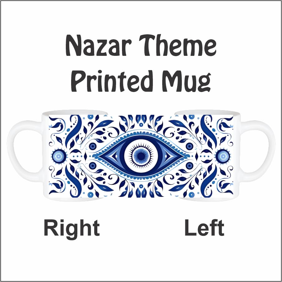 Blue Floral Mandala Ceramic Coffee Mug – 325ml White Cup