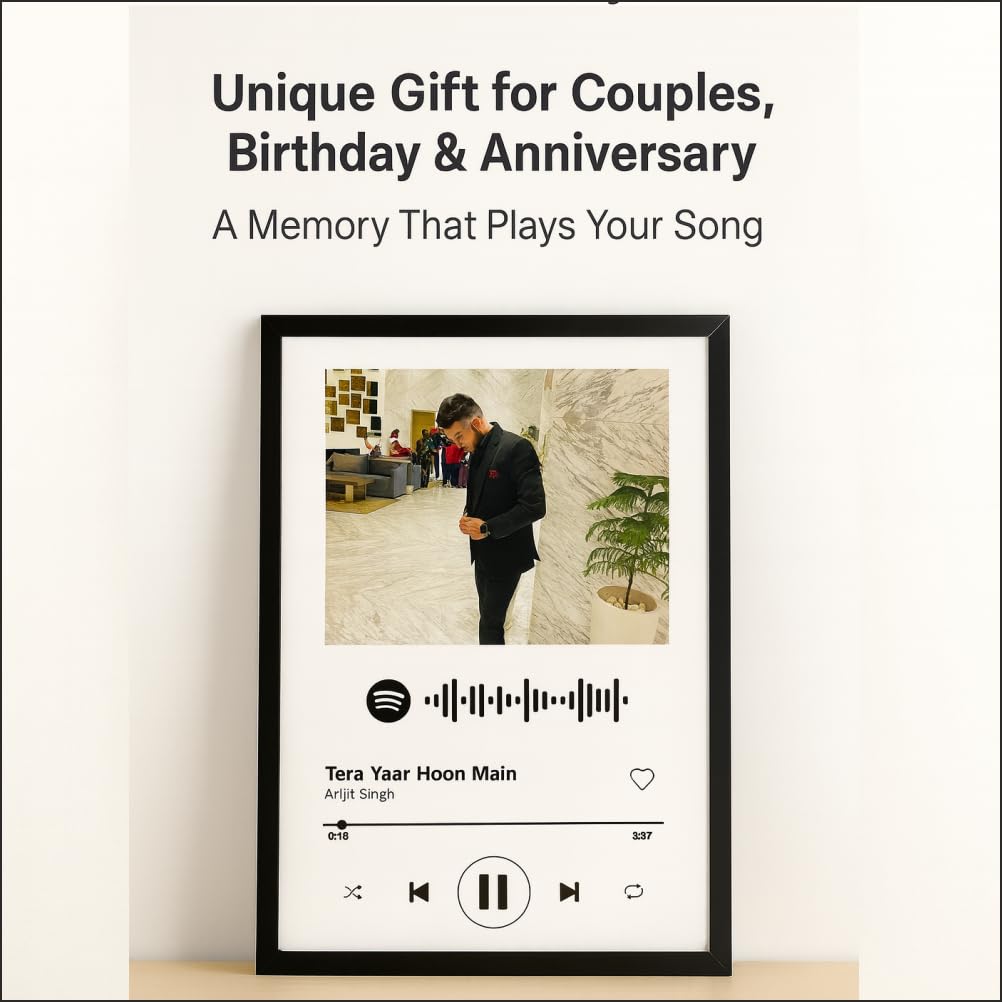 Personalized Spotify Song Frame with Photo & Scannable Code -  (6x8 inch)