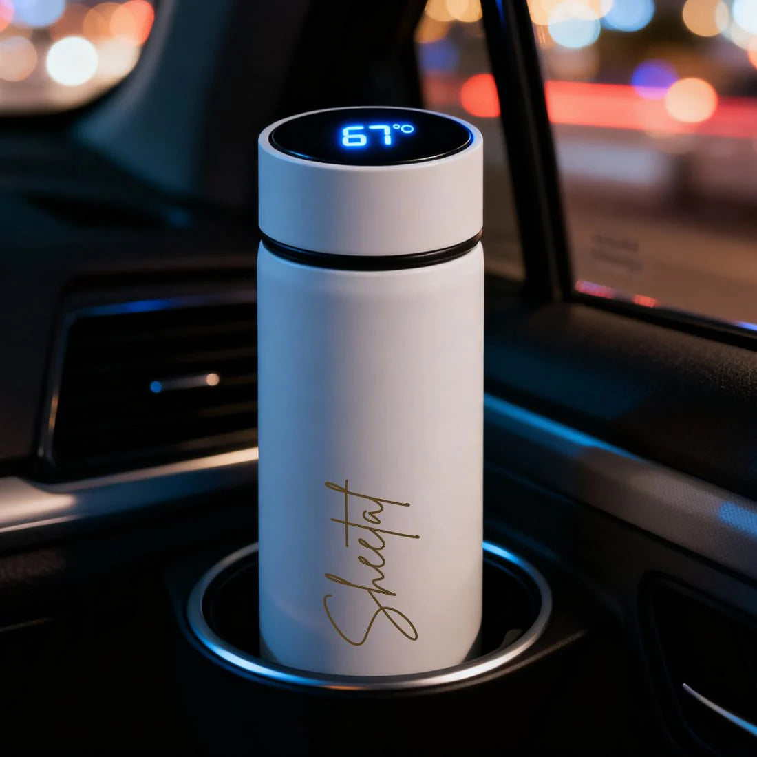 Personalised 500ml LED Temperature Stainless Steel Bottle with Name