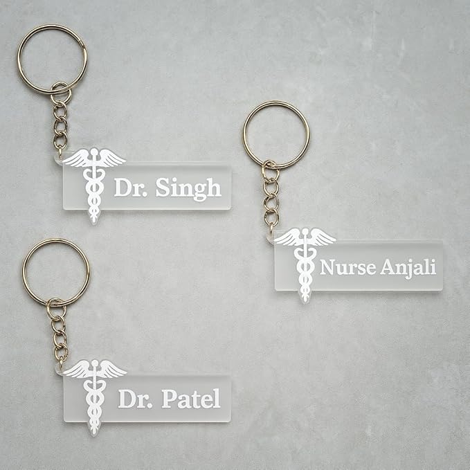 Personalized Doctor Name Keychain with Medical Symbol