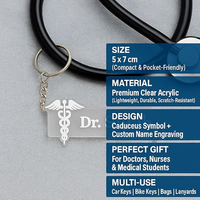 Personalized Doctor Name Keychain with Medical Symbol