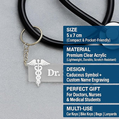 Personalized Doctor Name Keychain with Medical Symbol