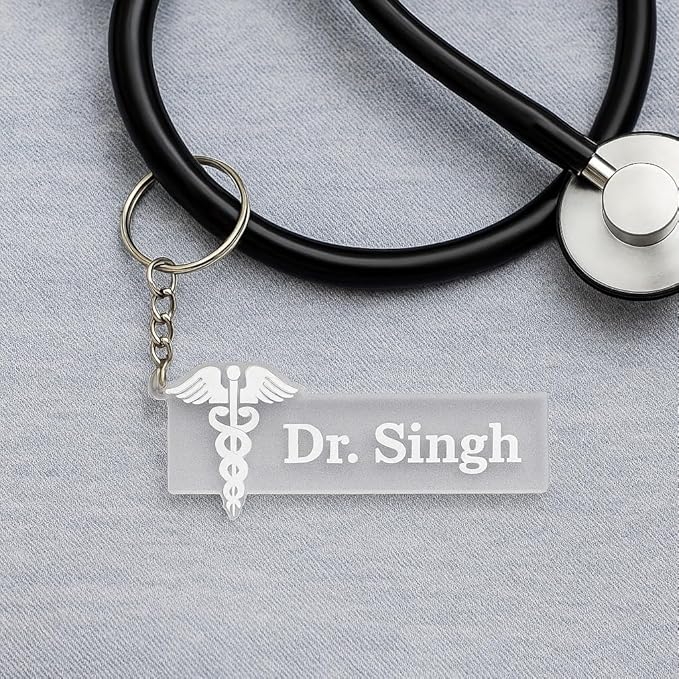 Personalized Doctor Name Keychain with Medical Symbol