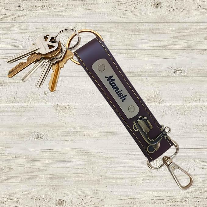 Personalized Leather Keychain with Name & Car Charm