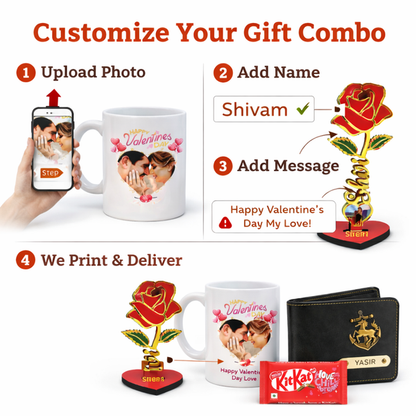 4 in 1 Customized Romantic Gift Combo with Photo & Name