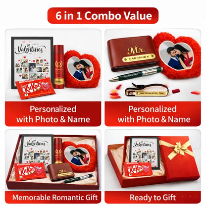 6 in 1 Personalized Valentine Gift Combo with Photo & Name